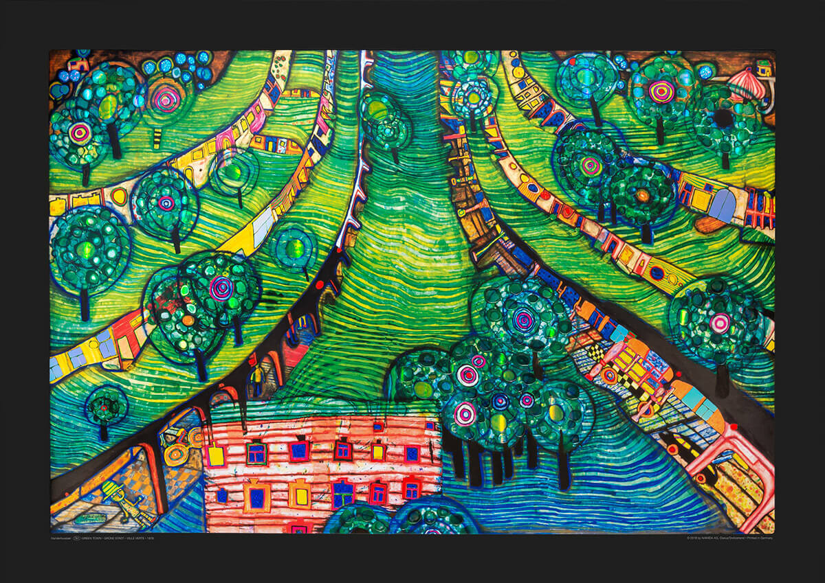 Buy Hundertwasser painting GREEN TOWN as art print