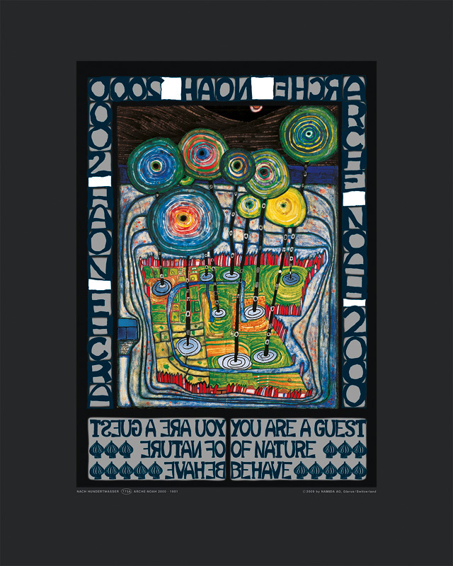 Hundertwasser Arche Noah Poster Kunstdruck Bild 50 x 40 cm mit Folienprägung neu 