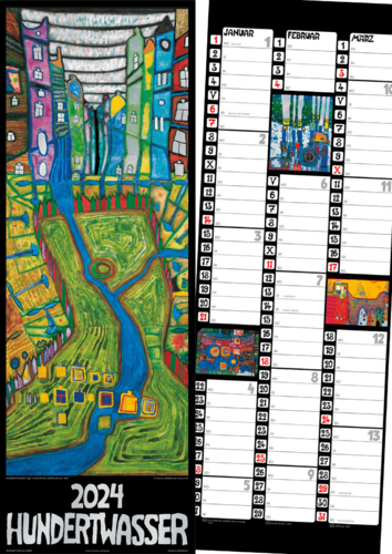 Slim Hundertwasser Art Calendar 2024